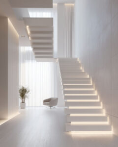 Design minimale e moderno con scalini illuminati da led
