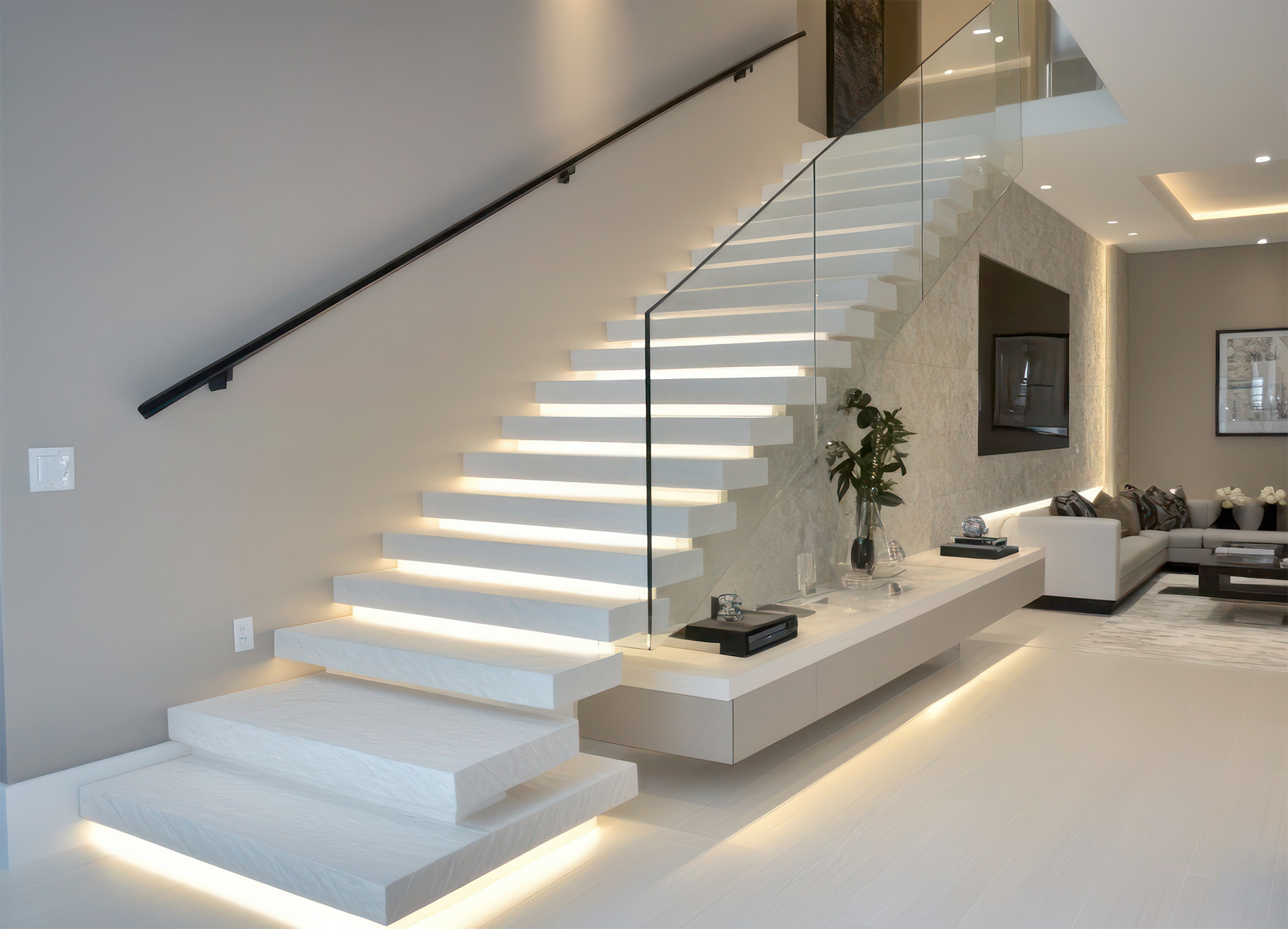 Muratura vetro e illuminazion per un design moderno