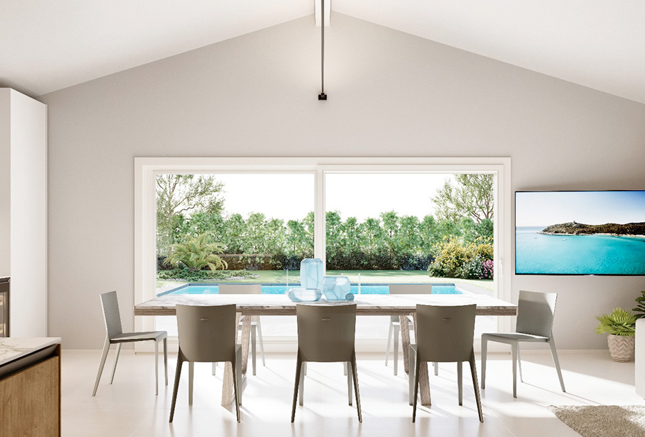 render interno di una villa moderna